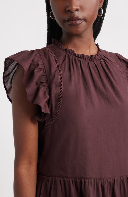 Treasure & Bond Tiered High Neck Shift Minidress In Brown