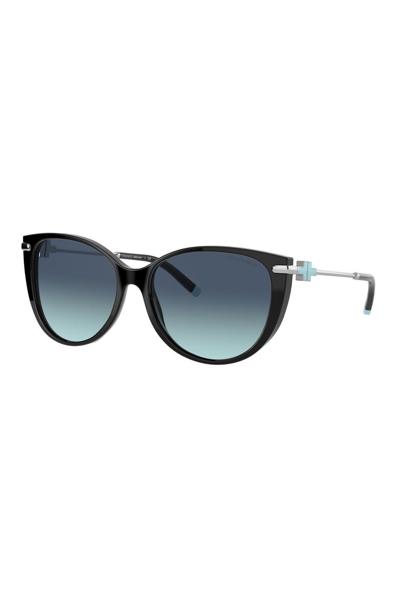 57mm Gradient Cat Eye Sunglasses, Alternate, color, BLACK