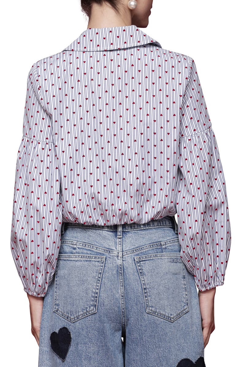 Avec Les Filles Bubble Crop Shirt, Alternate, color, Flocked Hearts