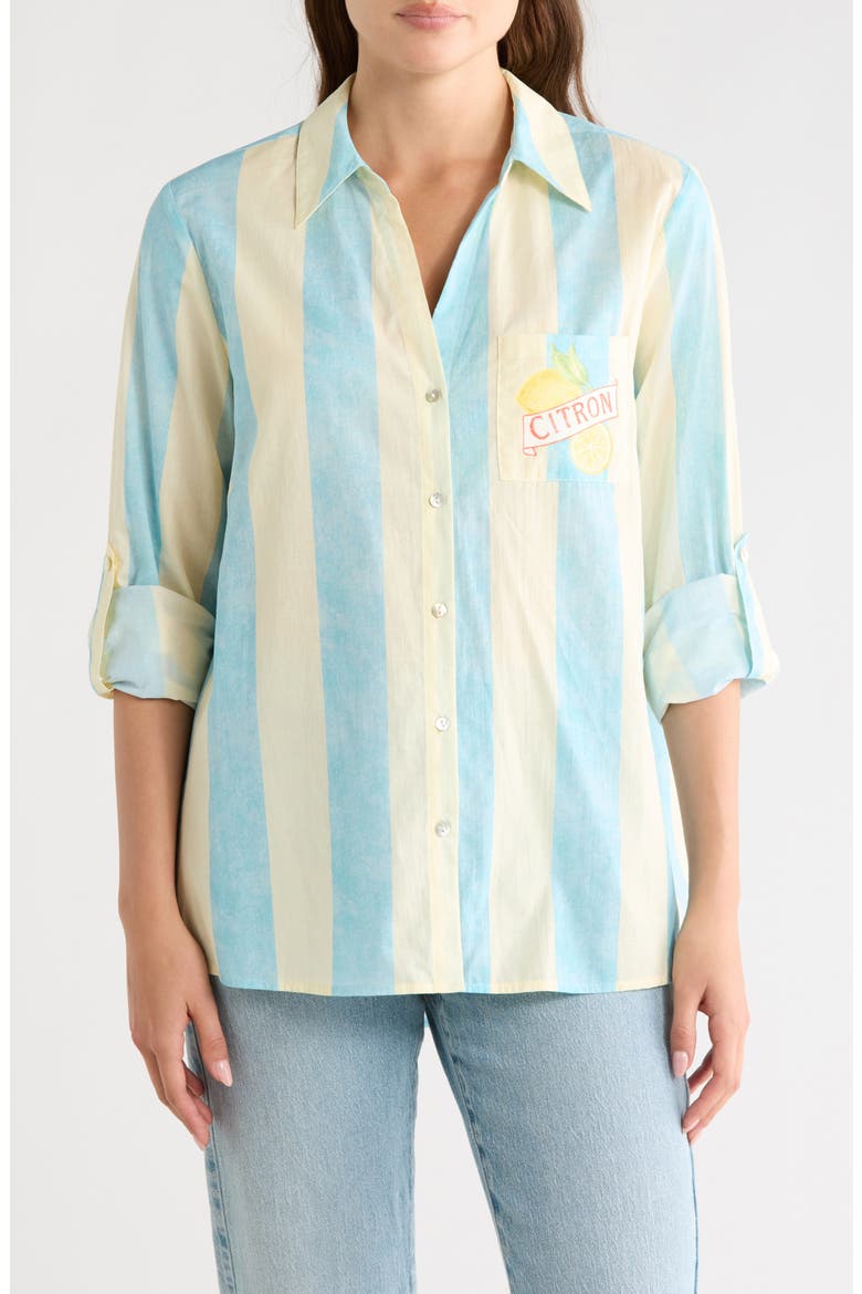 Postcard Button-Up Shirt, Main, color, R050 BLUE