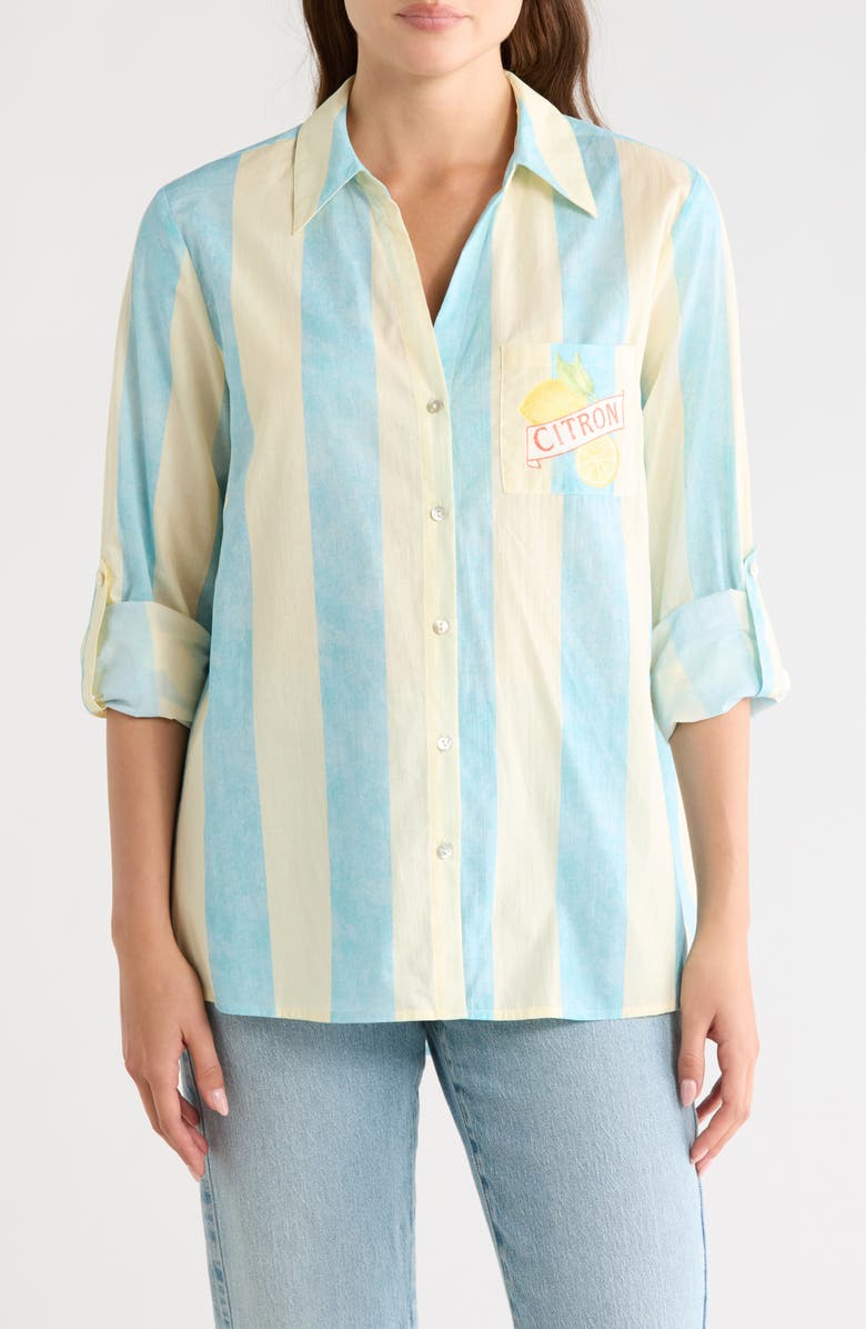 DR2 by Daniel Rainn Postcard Button-Up Shirt, Main, color,
