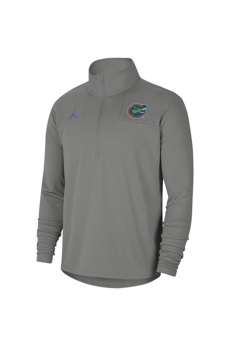 Men's Jordan Brand Gray Florida Gators 2021 Coaches Top Performance Half-Zip Jacket, Alternate, color, Gray
