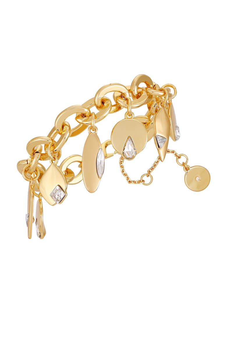 Crystal Charm Gold- Bracelet, Alternate, color, 14K Gold Plated