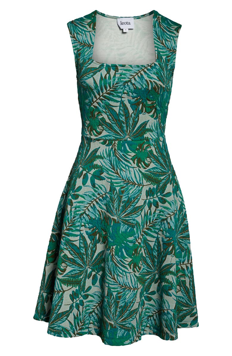 Leota Tropical Jacquard Sleeveless Fit & Flare Dress, Alternate, color,