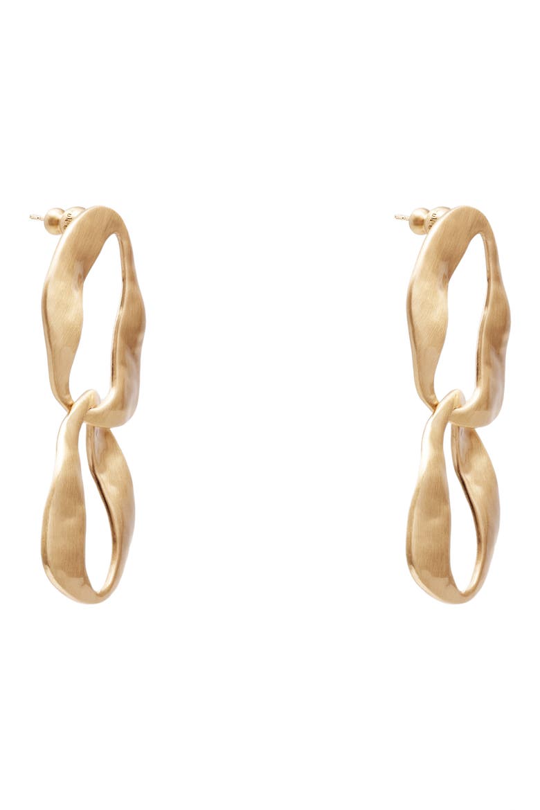 Rue Mini Drop Earrings, Main, color, BRUSHED BRASS