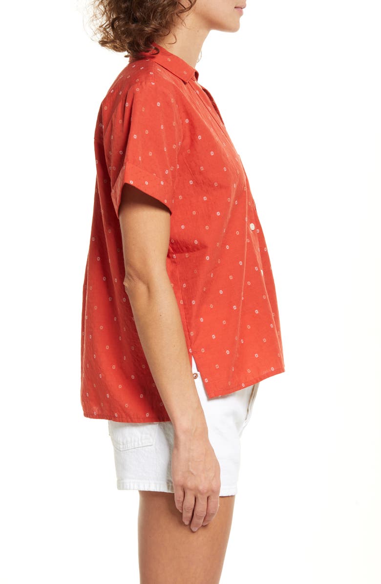 Madewell Floral Jacquard V-Neck Pocket Shirt, Alternate, color,