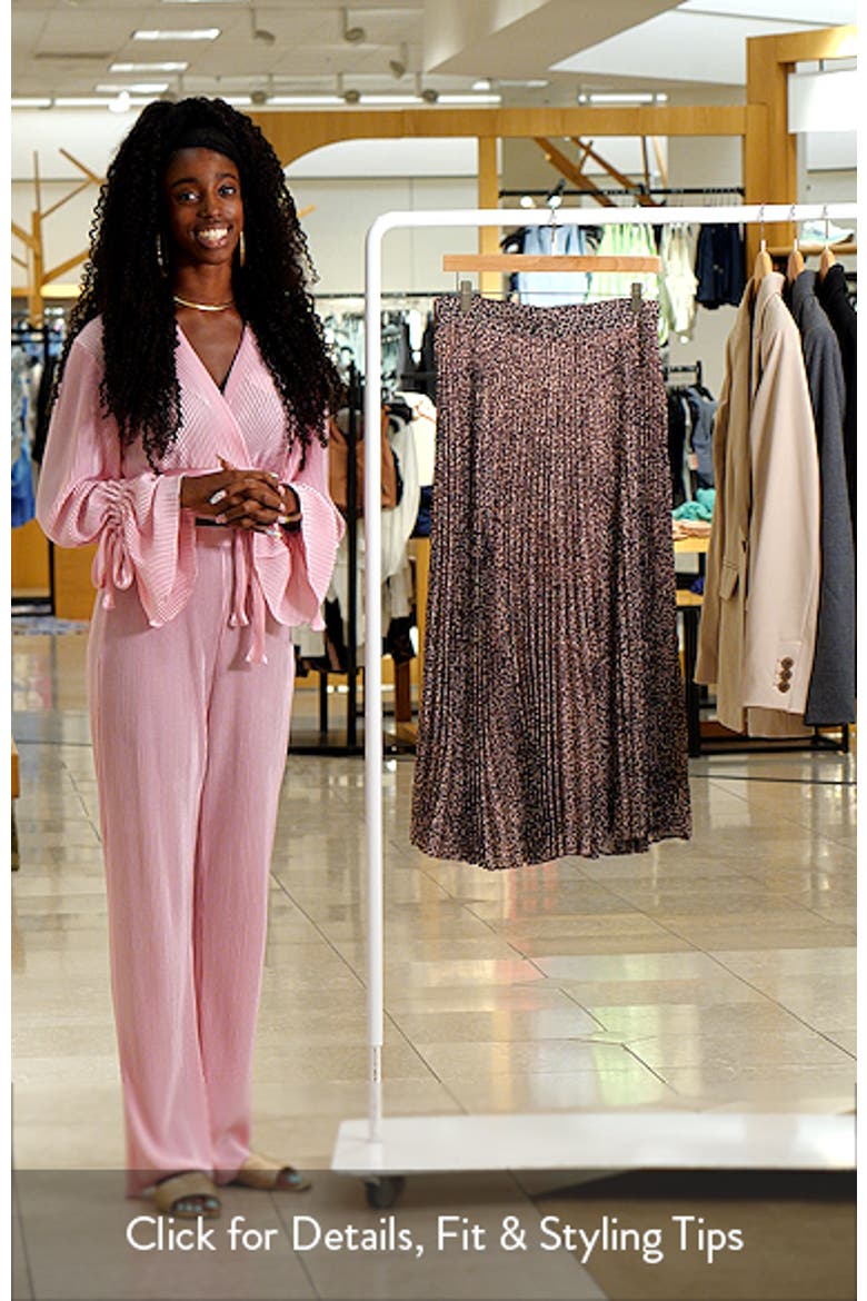 Pleated Leopard Print Midi Skirt video