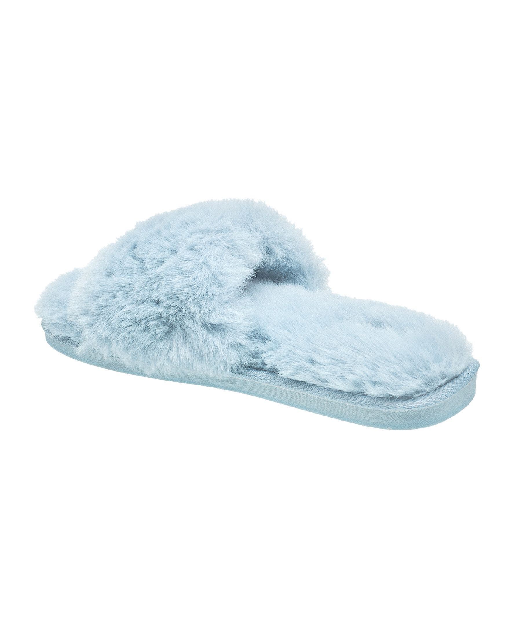 Slide Faux Fur Slipper, Alternate, color, Light Blue