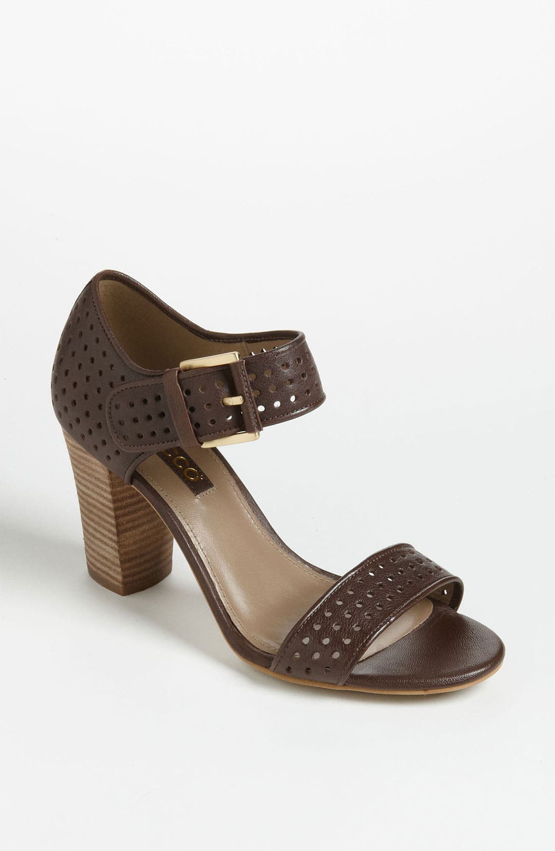 'Omak' Perforated Sandal, Main, color, ESPRESSO