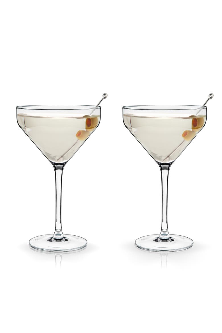 Raye Crystal Angled Martini Glasses Set of 2, Alternate, color, Clear