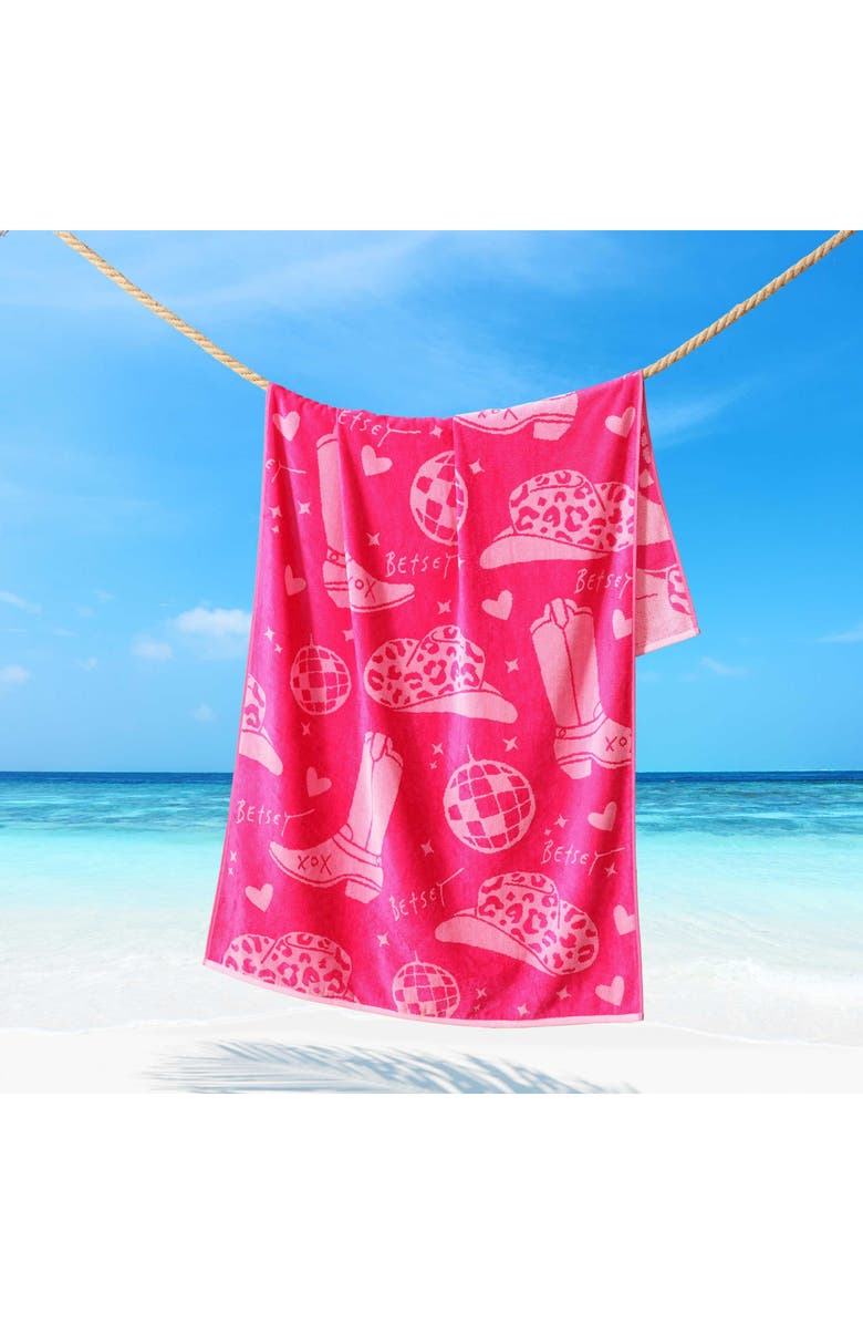 Betsey Johnson Western Wear Beach Towel, Alternate, color, Medium / Dark Pink