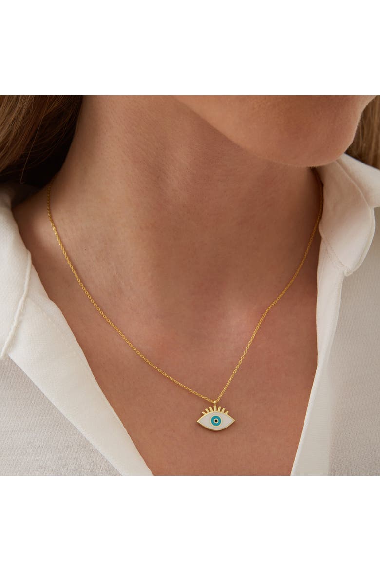 Sterling Silver Evil Eye Eyelash Necklace, Alternate, color, Gold