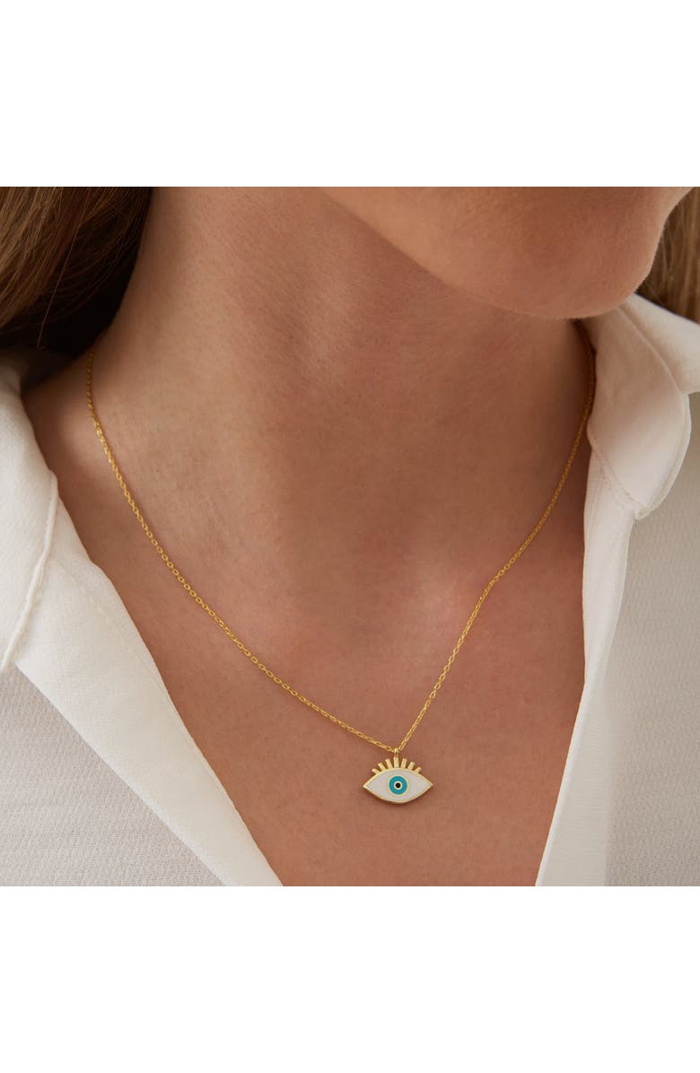 Spero London Sterling Silver Evil Eye Eyelash Necklace, Alternate, color, Gold