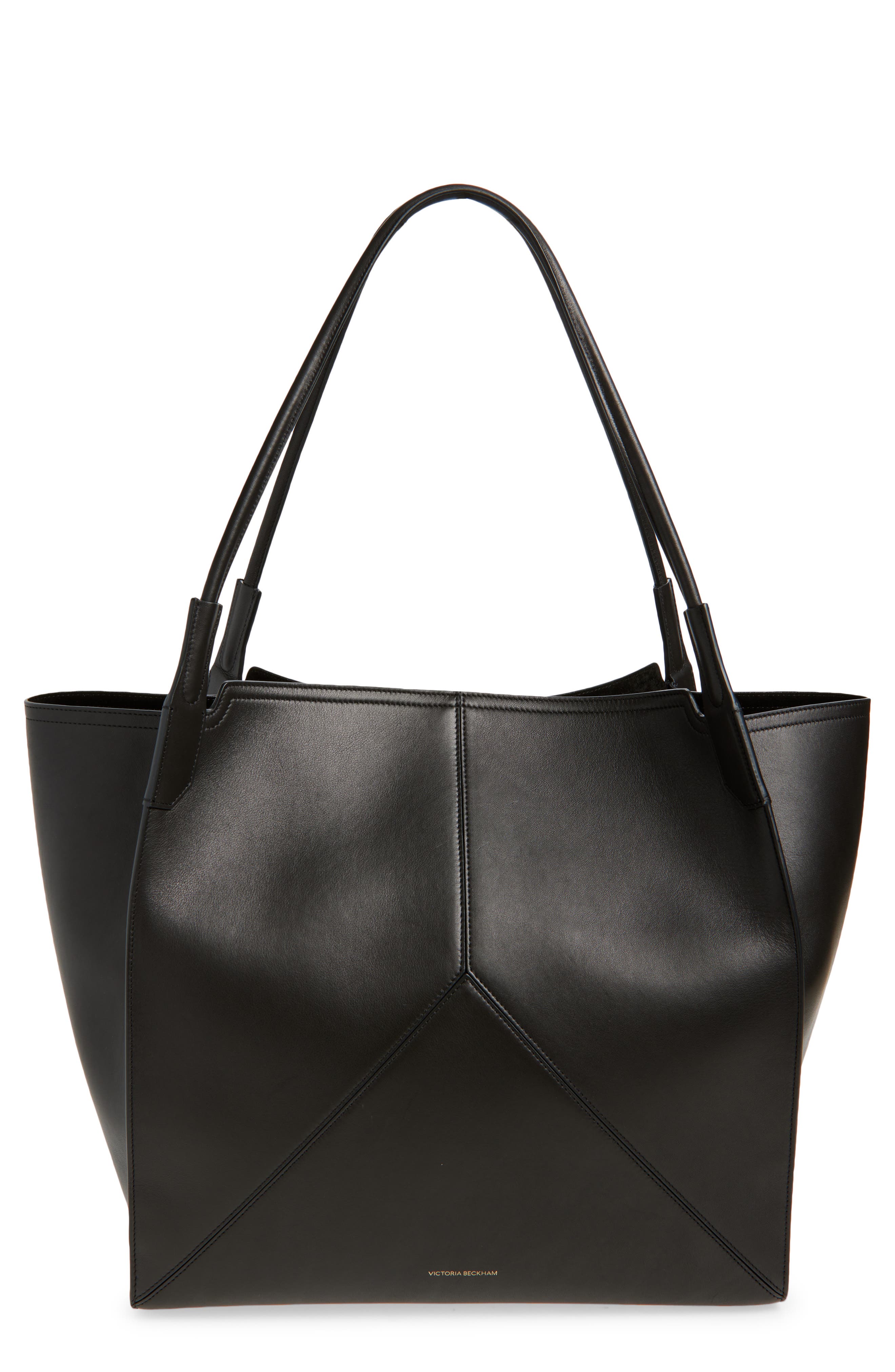 Victoria Beckham Victoria Leather Tote, Main, color, Black
