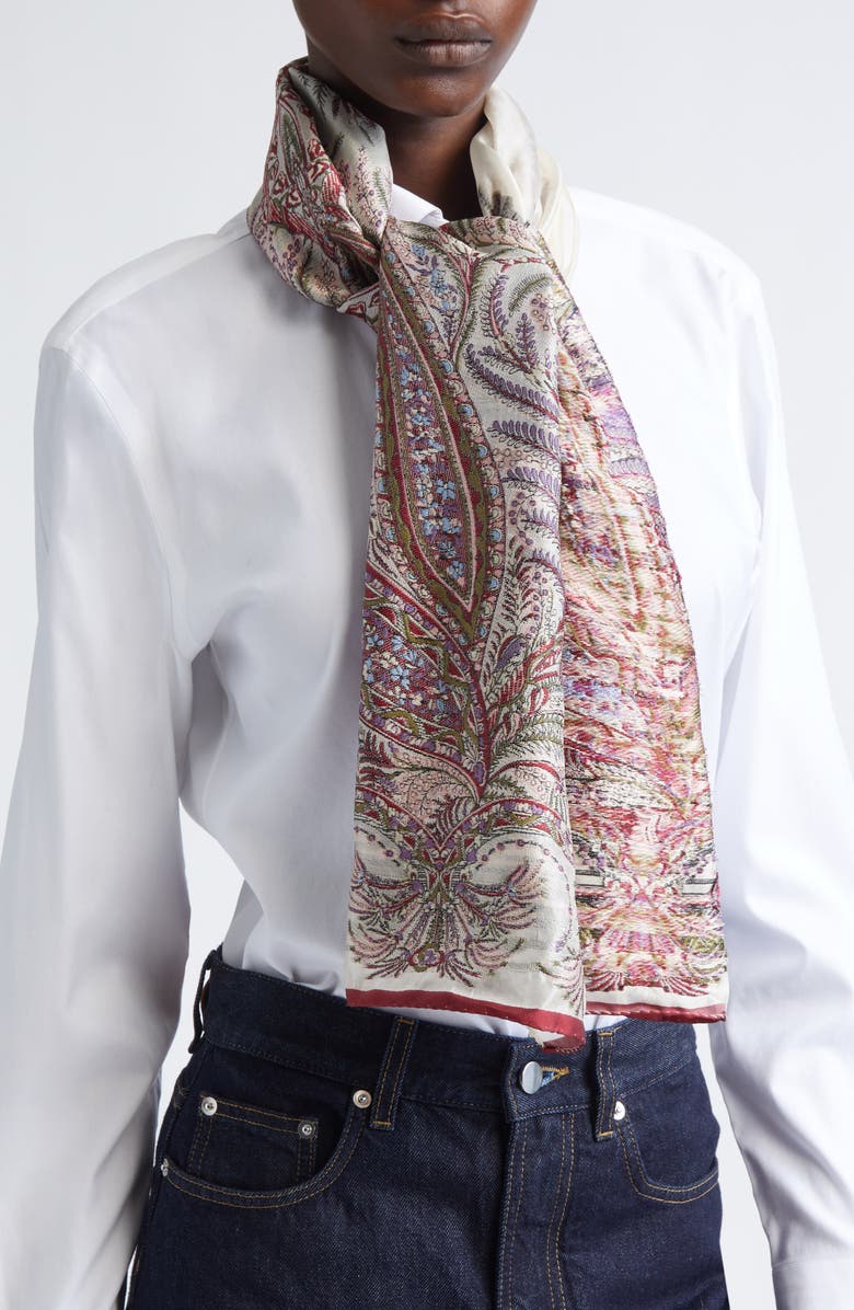 Etro Tosca Paisley Silk Blend Scarf, Alternate, color,
