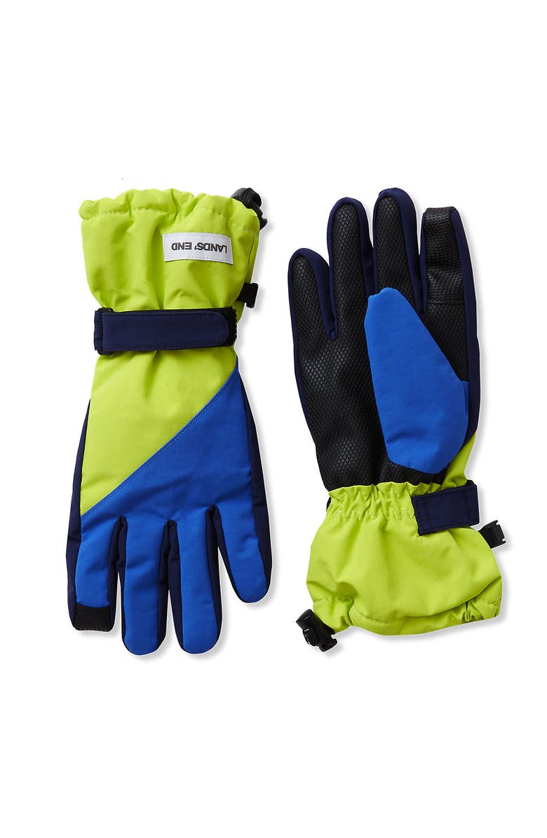 Lands' End Kids Squall Gloves, Main, color, Green Primrose/Cobalt
