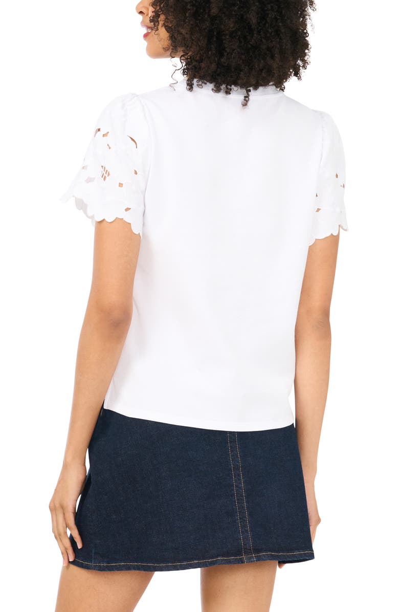 Vince Camuto Eyelet Embroidered Sleeve T-Shirt, Alternate, color, 