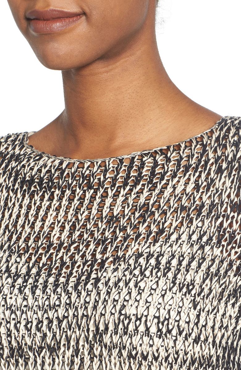 Eileen Fisher Open Stitch Bateau Neck Crop Top, Alternate, color, 