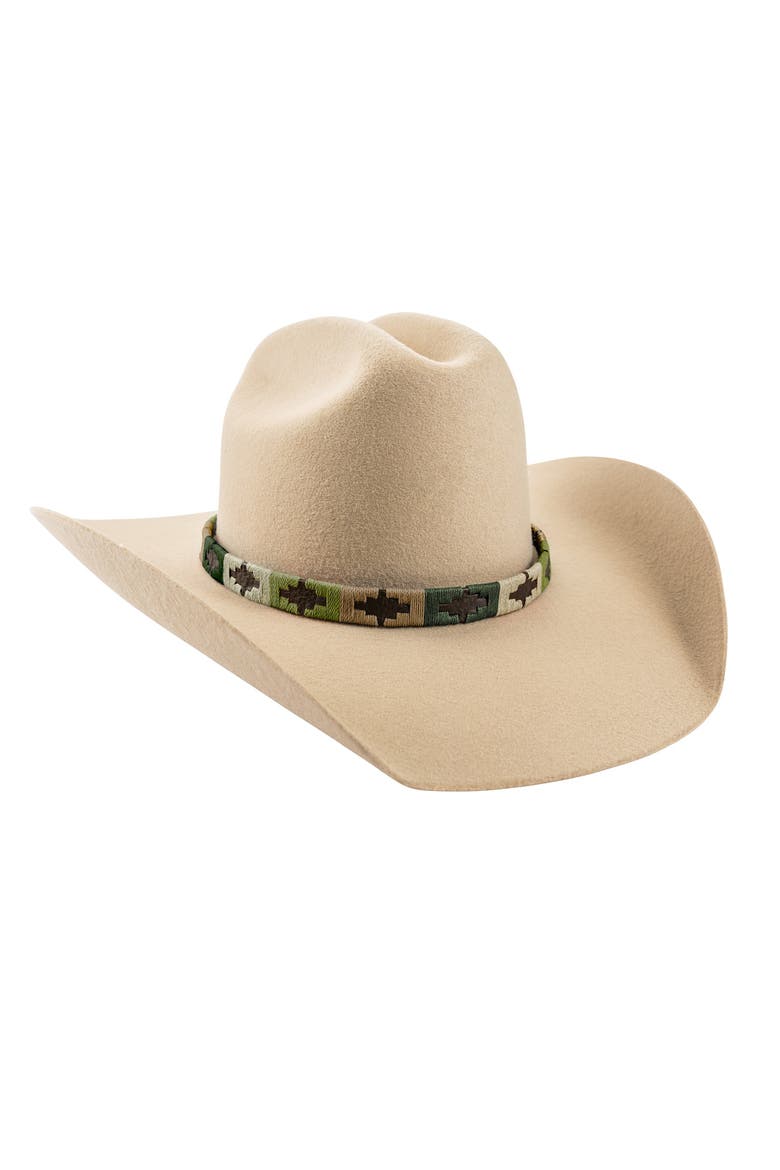 Leather Hat Band - Diamond Pattern, Alternate, color, Brown/Beige/Cream/Green