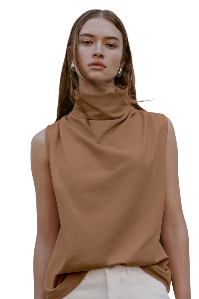 Finch French Terry Funnel Neck Top, Alternate, color, CHESTNUT BROWN