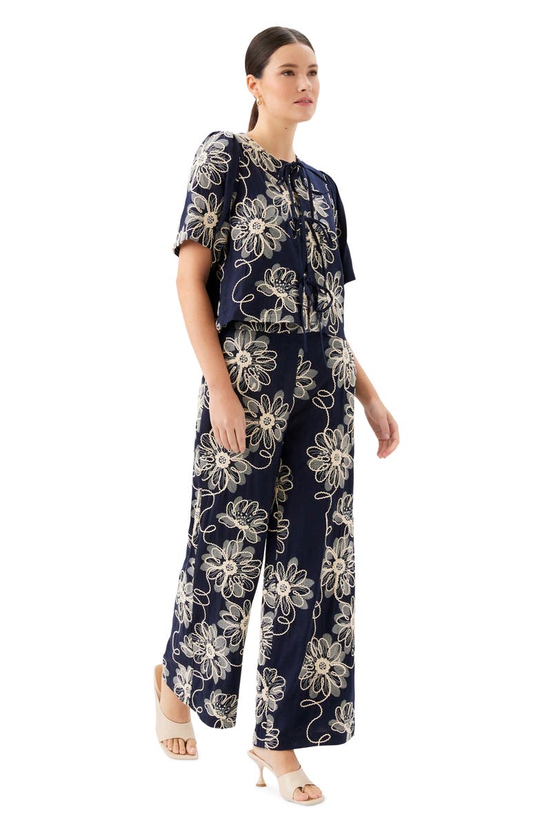 FIFTEEN TWENTY Nadine Floral Embroidery Woven Shirt, Alternate, color, Navy