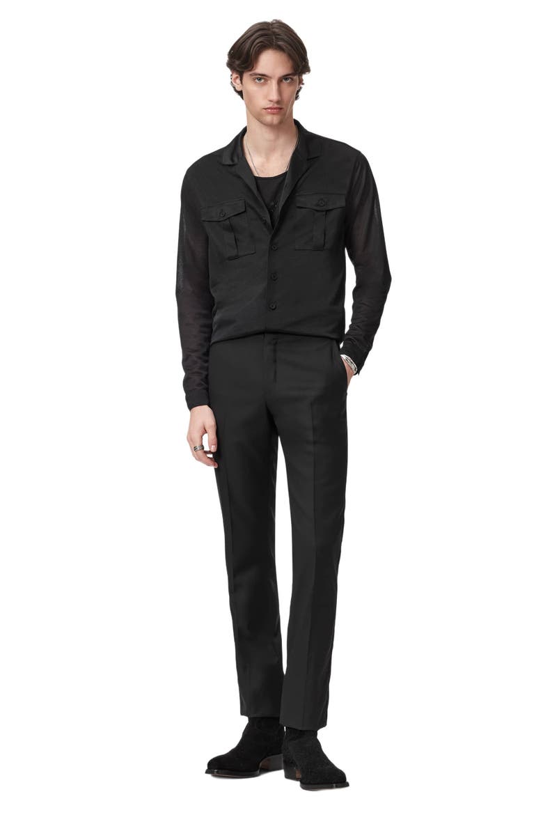 Sintra Summer Military Button-Up Shirt, Alternate, color, BLACK