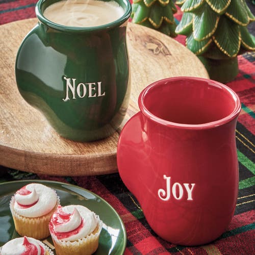 Tag Joy Handwarmer Mug Red Ceramic Drinkware Perfect For Christmas In Red