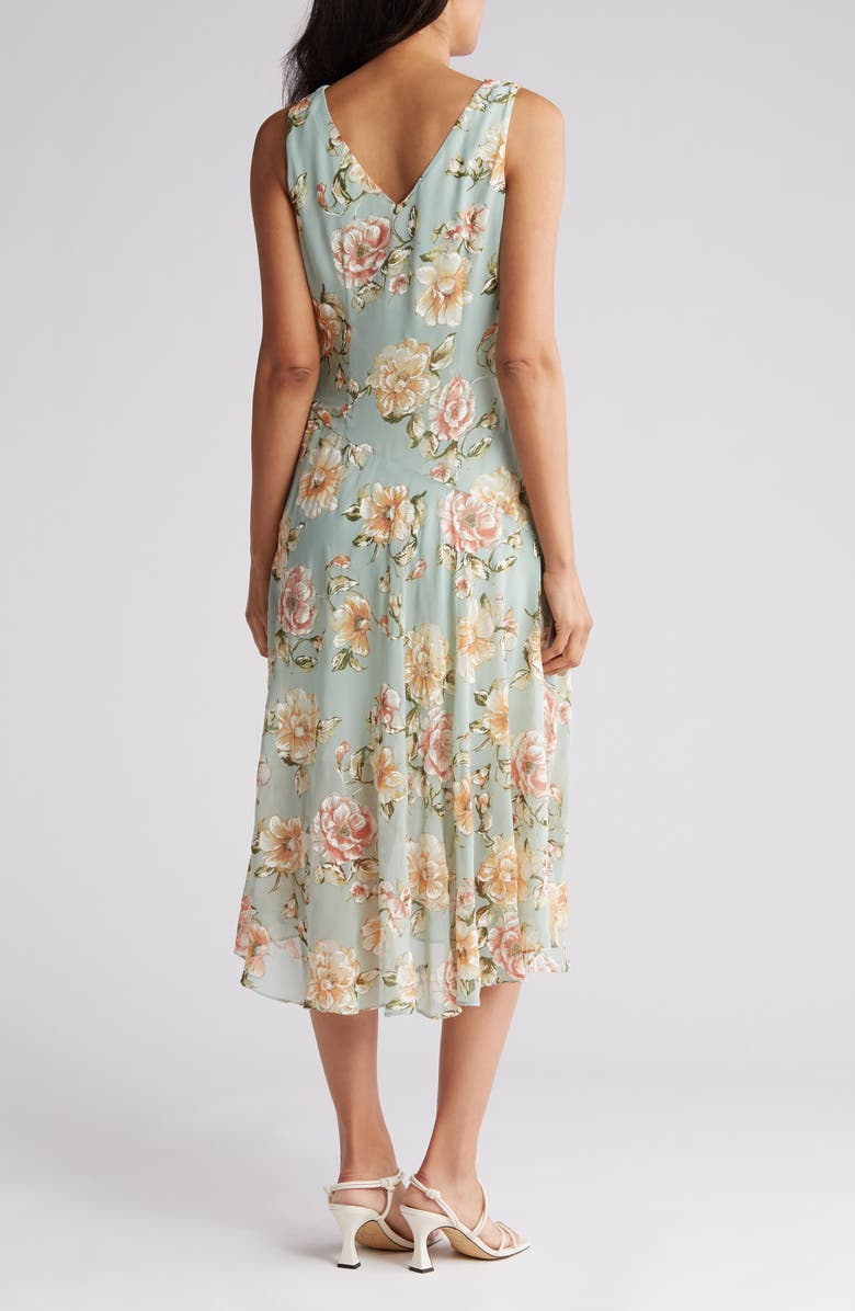 Robbie Bee Floral Sleeveless Chiffon Midi Dress, Alternate, color, 