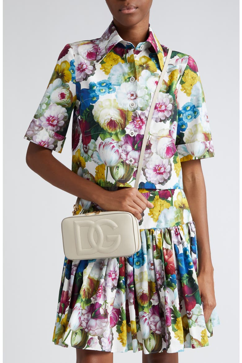 Floral Short Sleeve Crop Button-Up Shirt, Main, color, HA4YFFIORE NOTTURNO F.BCO