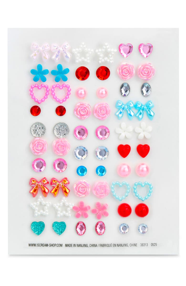 Iscream Kids' 27-Pack Assorted Sparkly Stick-On Earrings, Alternate, color, 