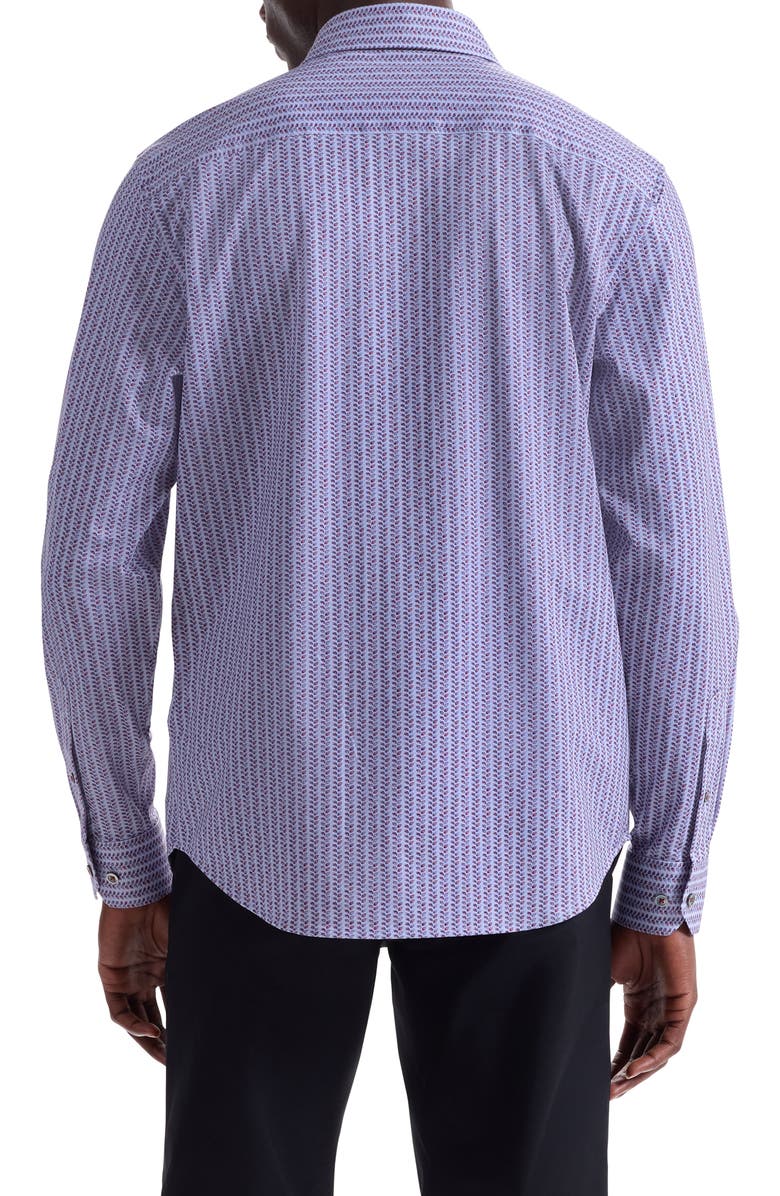 Bugatchi James OoohCotton<sup>®</sup> Leaf Print Button-Up Shirt, Alternate, color, Berry