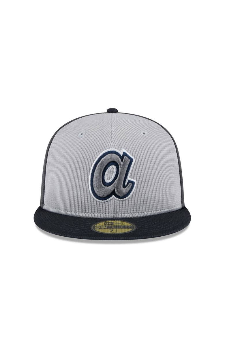 New Era Men's New Era  Gray/Navy Atlanta Braves 2025 Batting Practice 59FIFTY Fitted Hat, Alternate, color, 