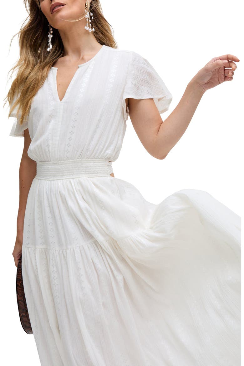 Candice Flutter Sleeve Maxi Dress, Main, color, White