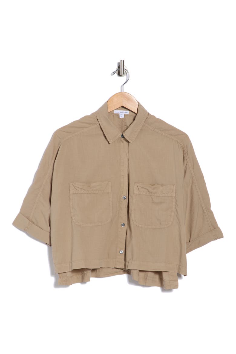Lawn Cotton Crop Shirt, Alternate, color, OVERCAST