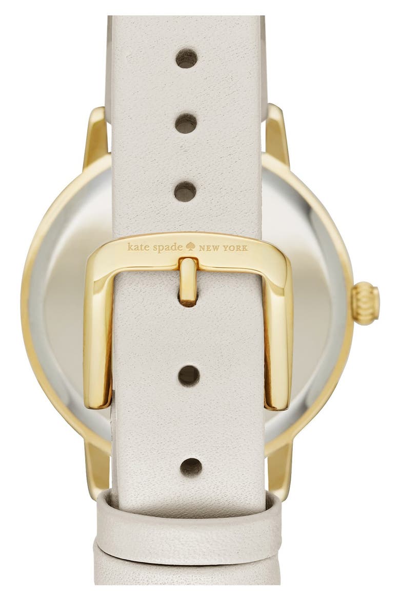 'birds on a wire - metro' leather strap watch, 34mm, Alternate, color, WHITE/ WHITE