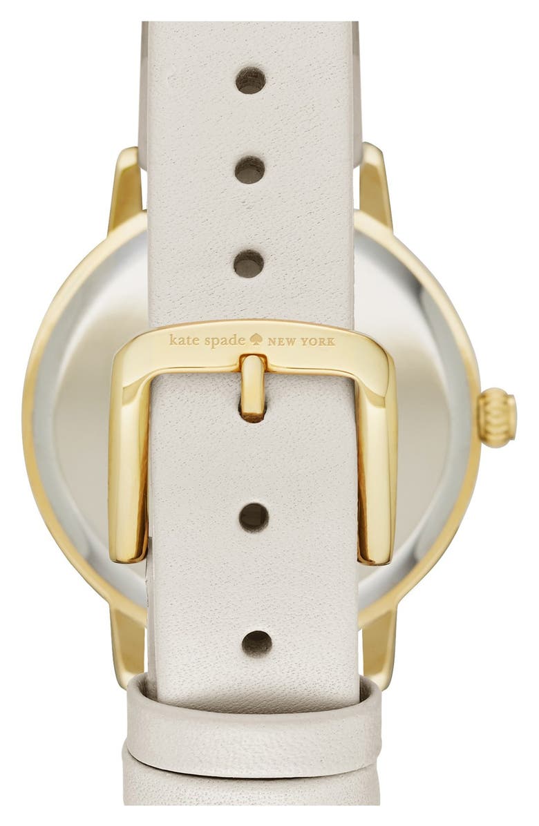Kate Spade New York 'birds on a wire - metro' leather strap watch, 34mm, Alternate, color, 