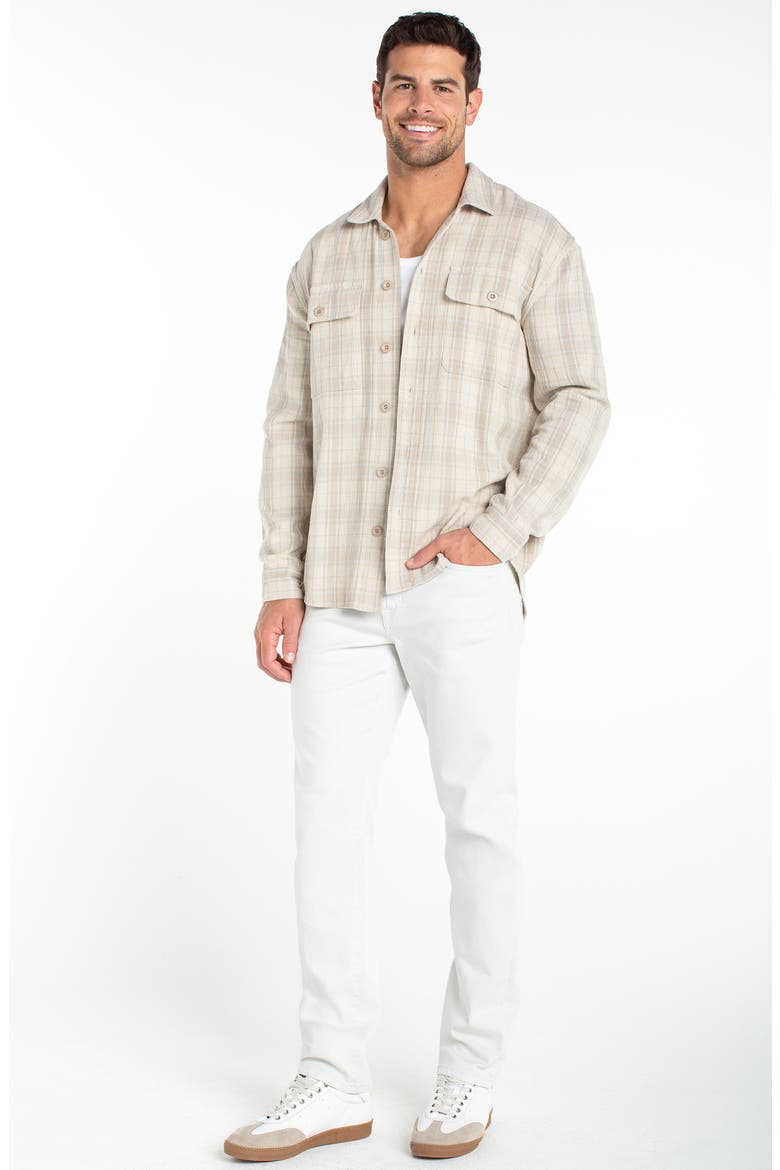 Plaid Flap Pocket Cotton & Linen Overshirt, Alternate, color, OAT/ LIGHT BLUE