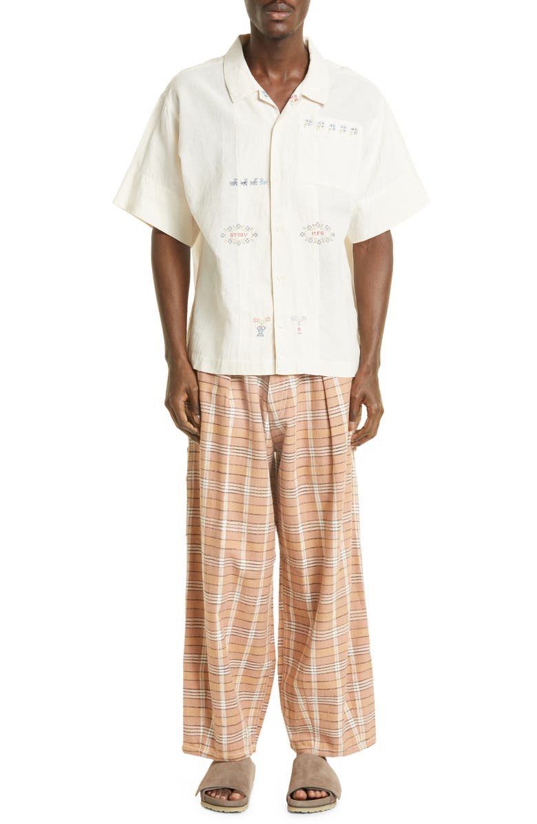 Story mfg. Greetings Hand Embroidered Floral Organic Cotton Camp Shirt, Alternate, color, 