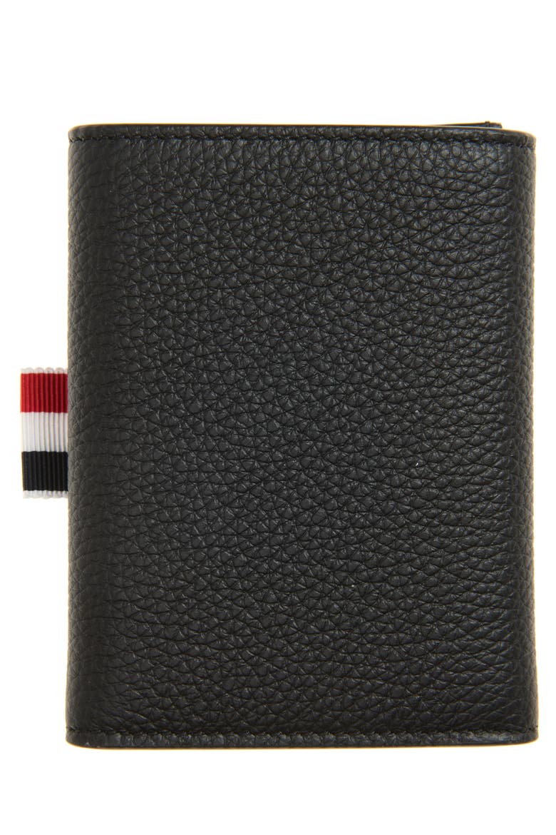 Snap Soft Pebble Leather Trifold Wallet, Alternate, color, BLACK