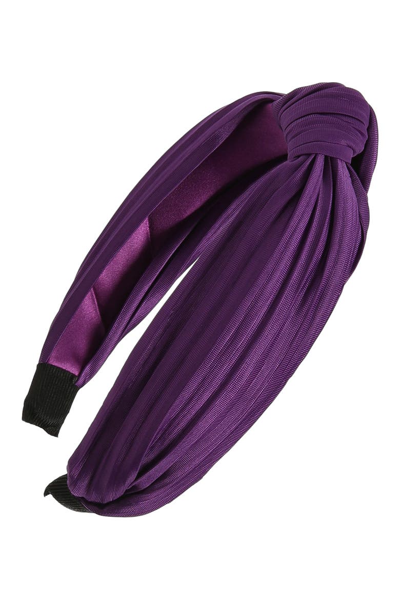 Pleated Center Knot Headband, Main, color, PURPLE