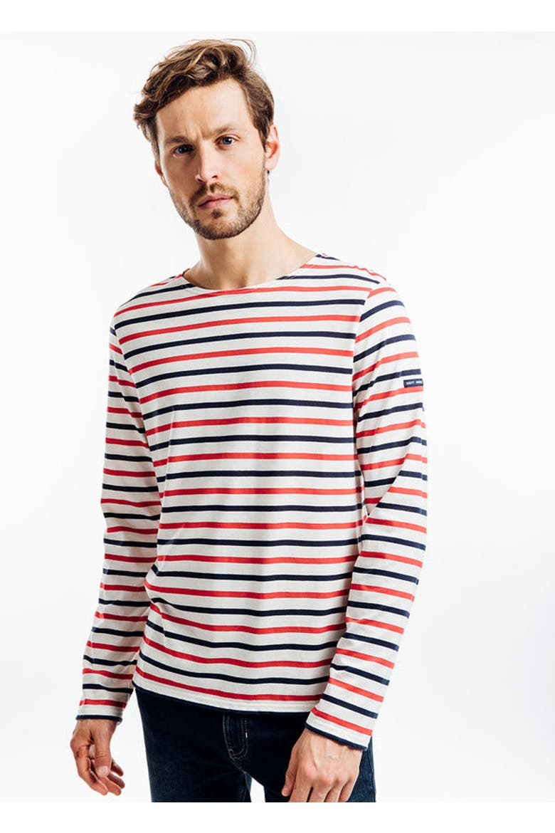 MINQUIERS MODERNE - Tri-color Striped Shirt, Alternate, color, ecru/navy/red