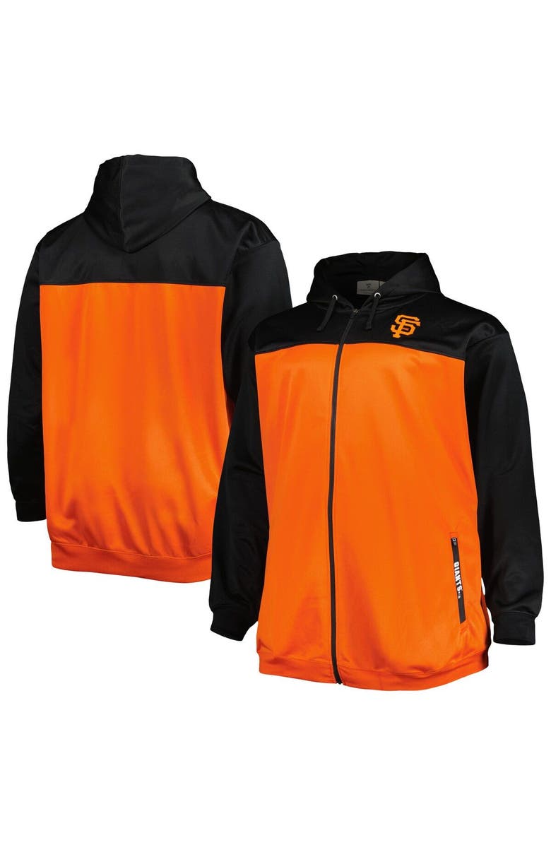 PROFILE Men's Black/Orange San Francisco Giants Big & Tall Yoke Full-Zip Hoodie, Main, color, 