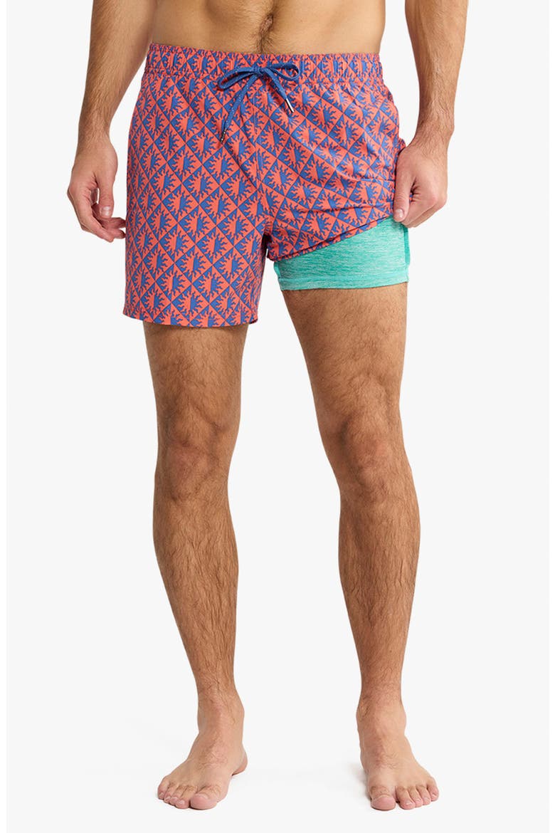 The Bungalow Water Repellent Swim Trunks, Alternate, color, COBALT SUNS