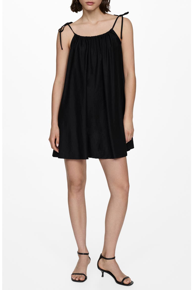 Tie Strap Shift Minidress, Main, color, BLACK