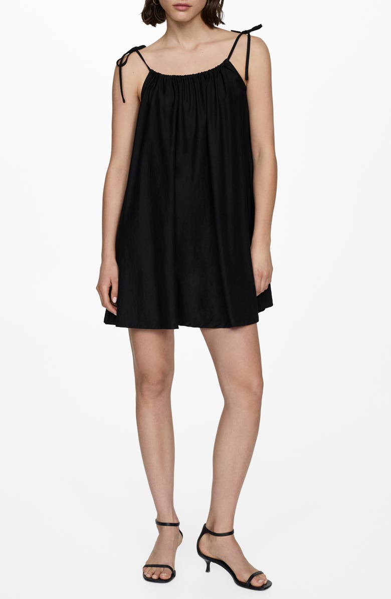 MANGO Tie Strap Shift Minidress, Main, color,