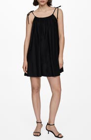 MANGO Tie Strap Shift Minidress