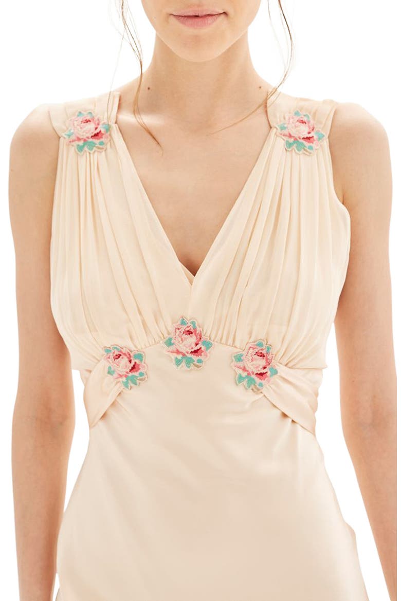 Bride Embroidered Silk Gown, Alternate, color, NUDE