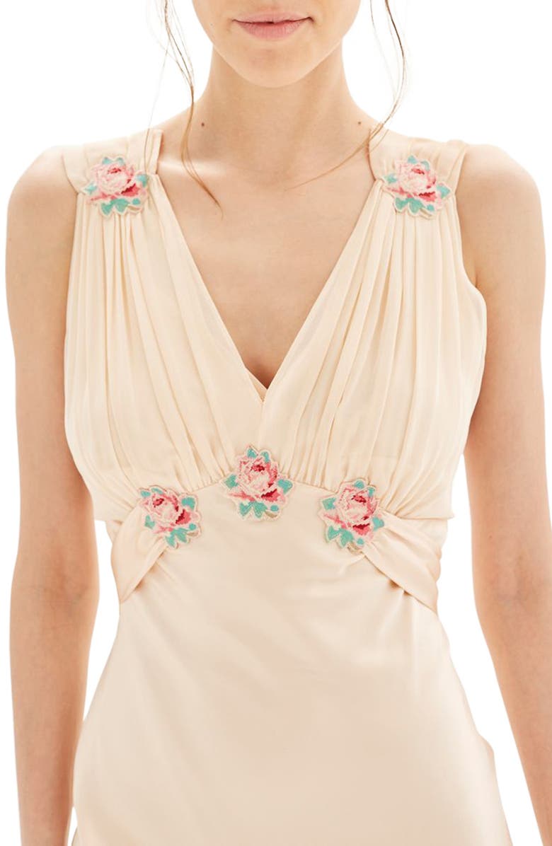 Topshop Bride Embroidered Silk Gown, Alternate, color,