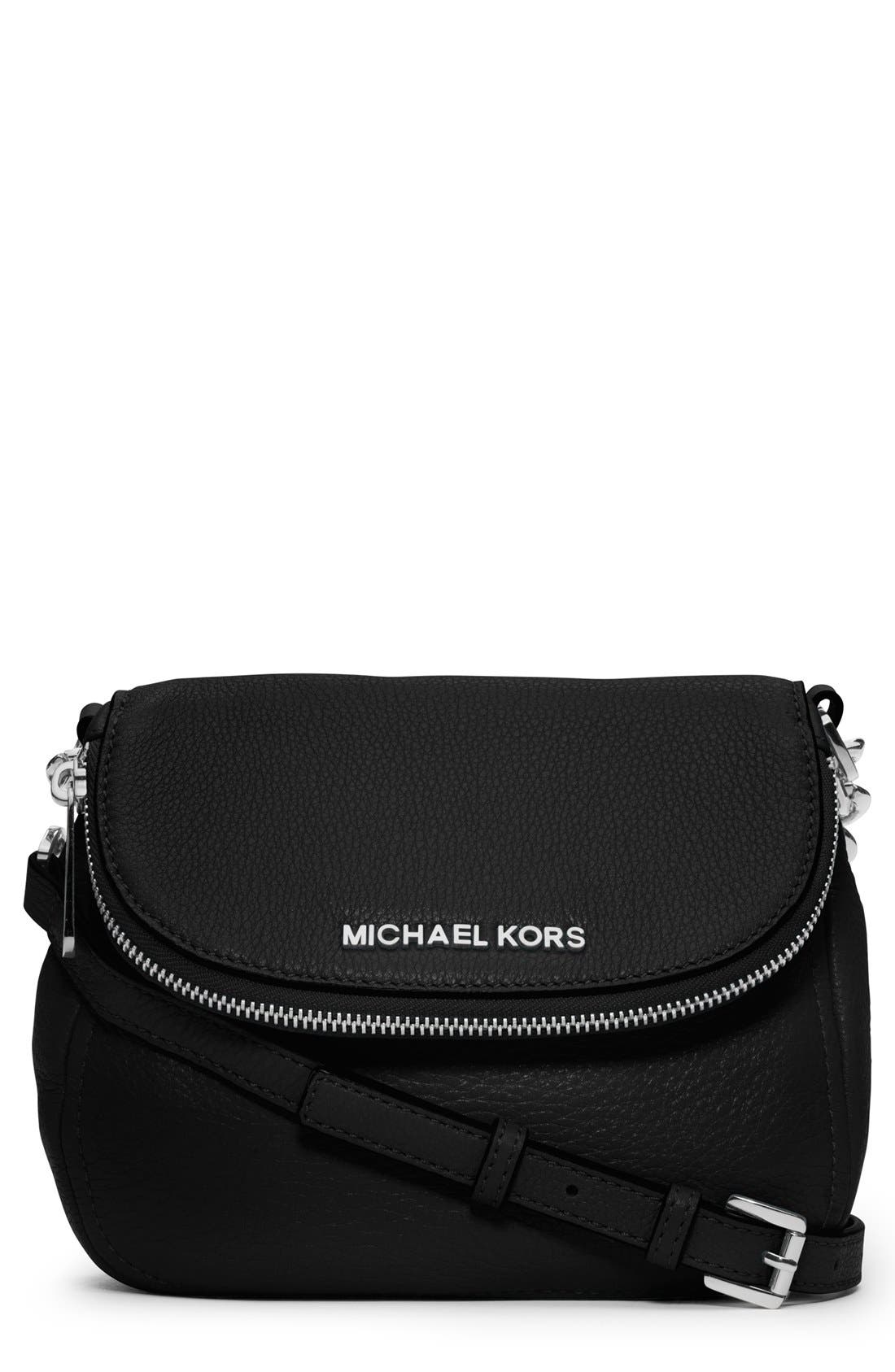 'Bedford' Leather Crossbody Bag, Main, color, BLACK