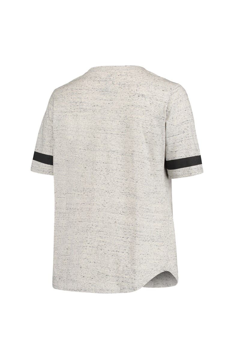 PROFILE Women's Heathered Gray Las Vegas Raiders Plus Size Lace-Up V-Neck T-Shirt, Alternate, color, 